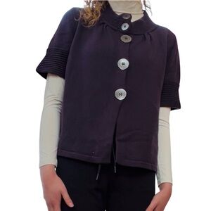 Saint James Muted Purple Made in France 100% Wool Chunky Button Sweater Vest Tee